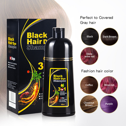 🔥3-IN-1 BLACK HAIR DYE SHAMPOO (AYURVEDIC NO SIDE EFFECT)