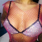 🔥💕Fascinating Rhinestone-Embellished Fishnet Crop Top