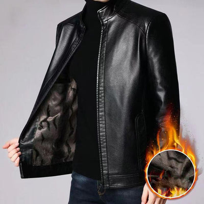 Men’s Warm Plush Lining Leather Jacket Coat - Gift for Him!