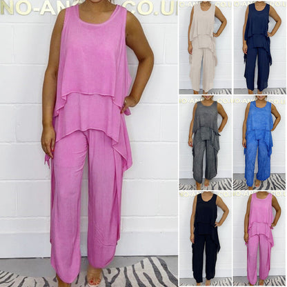 🔥LIMIT TIME 50% OFF🔥Casual Sleeveless Loose Top and Pants Suit