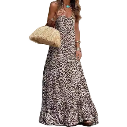 💥50% OFF 🌷Women’s Sexy Leopard Print Backless Halter Long Dress