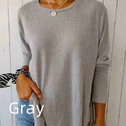 💥Buy 2 Free Shipping 👚Women’s Casual Long Sleeve Solid Color Button T-Shirt