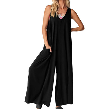 💥Buy 2 Free Shipping💃Women's Casual V-Neck Sleeveless Wide Leg Jumpsuit