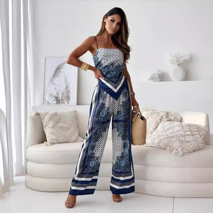 💕Women's 2 Piece Outfits Bandana Crop Top & Pants