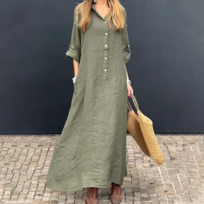 🔥50% OFF💕Summery maxi dress made from a cotton-linen blend