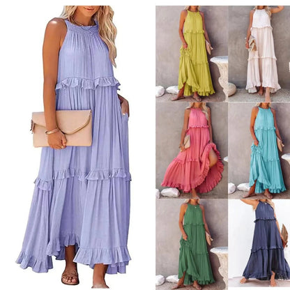 💥50% OFF💃Women's Summer Casual Sleeveless Strappy Backless flounces Dress