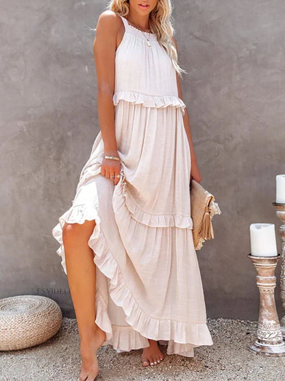 💥50% OFF💃Women's Summer Casual Sleeveless Strappy Backless flounces Dress