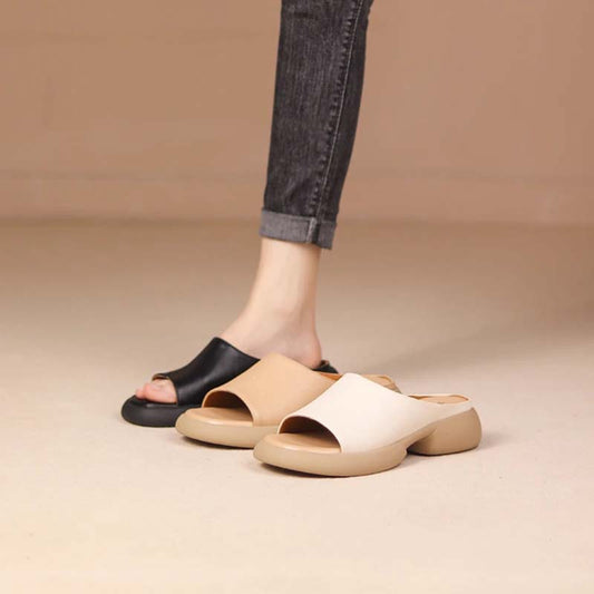 Women’s Vintage Comfort Slide Sandals with Chunky Heel