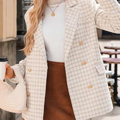 Plaid Tweed Blazer Jacket for Women