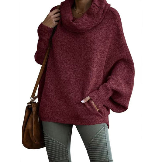 🍂Autumn Warm Turtleneck Sweater 58% OFF 🍂Women's Batwing Cowl Neck Sweater with Pocket