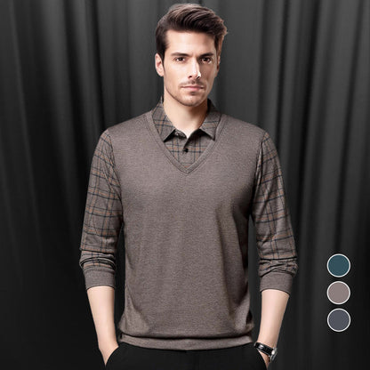 🎅Christmas Specials - 50% OFF🎁Men's Faux Two-Piece Long Sleeve Top